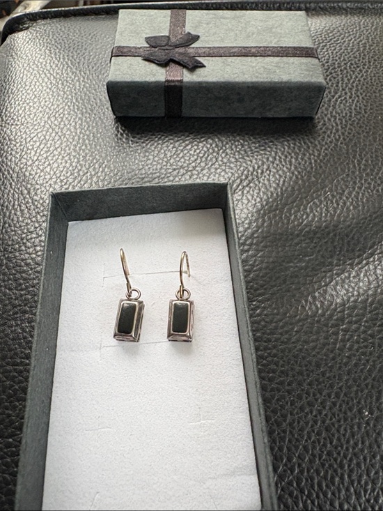 Jewelry - Sterling Silver Black Onyx Rectangle Drop Earrings -